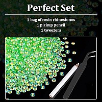 Belleboost 4000Pcs 4Mm Resin Rhinestones Bulk Transparent Grass Green Ab Flatback Round Jelly Rhinestones Non Hotfix Crystal Ge