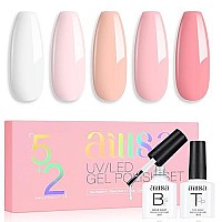 Aillsa Pink Gel Nail Polish Set French Manicure White Pink Nude Gel Polish With Base And Top Coat Light Baby Pink Nail Polish Ge