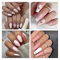 Aillsa Pink Gel Nail Polish Set French Manicure White Pink Nude Gel Polish With Base And Top Coat Light Baby Pink Nail Polish Ge