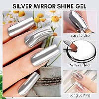 Makartt 8Ml Mirror Shine Gel Metallic Silver Gel Uvled Gel Metal Painting Gel Drawing Mirror Nail Gel For Nail Art Designs