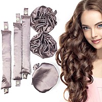 Blinkeen Satin Heatless Hair Curler 3Sets6Pcs Pillow Soft Rollers With Hair Caps Soft Heatless Curling Rod Headband For All H