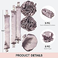 Blinkeen Satin Heatless Hair Curler 3Sets6Pcs Pillow Soft Rollers With Hair Caps Soft Heatless Curling Rod Headband For All H