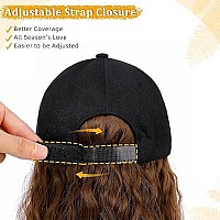 Lansigreen Baseball Cap With Hair Extensions Hat Wig Adjustable Hat Attached Curly Wave 14 Synthetic Hairpiece For Women Light