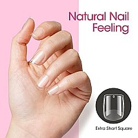 Gellen Extra Short Square Nail Tips 504Pcs Soft Gel Tips For Nail Extensions Full Cover Gel X Nail Tips Preshaped Clear False