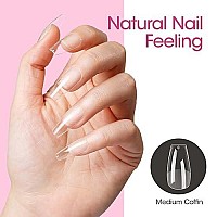 Gellen Medium Coffin Nail Tips 504Pcs Preshaped Half Matte Full Cover Acrylic Gel Nail Kit Coffin False Nail Tip Press On Nai