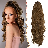 Barsdar 26 In Ponytail Extension Drawstring Wavy Ponytail Hair Extensions Brown Synthetic Clip In Ponytail Hairpieces Fake Pony