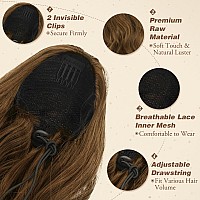 Barsdar 26 In Ponytail Extension Drawstring Wavy Ponytail Hair Extensions Brown Synthetic Clip In Ponytail Hairpieces Fake Pony