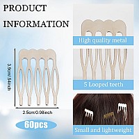 Niceneeded 60 Pcs 5 Teeth Hair Side Combs Plain Blank Crafting Slide Combs For Diy Headpieces Bridal Wedding French Twist Bun