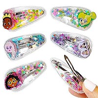 Luv Her Disney 100 Hair Accessories For Girls 6Pc Cute Hair Clips With Favorite Disney Figures Character Charms Magical Confet