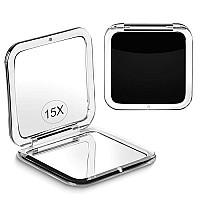 Compact 15X Magnifying Makeup Mirror For Travel Small Pocket Mirrorhandheld Foldable Portable 2Sided With 15X Magnifying A