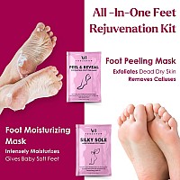 Foot Mask Spa Kit Pack Of 8 2X Foot Peeling Mask 6X Hydrating Foot Masks With Fuzzy Socks For Dry Cracked Heels Calluses