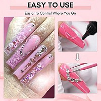 Makartt Pink Nail Rhinestones With Gel Nail Glue For Valentines Day Gems 15Ml Strong Adhesive Nail Rhinestone Glue Round Flatba