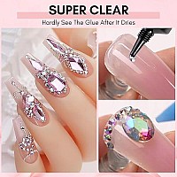 Makartt Pink Nail Rhinestones With Gel Nail Glue For Valentines Day Gems 15Ml Strong Adhesive Nail Rhinestone Glue Round Flatba