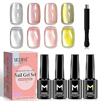 Mizhse Magnetic Cat Eye Gel Polish For Nail 10Ml Shimmer Moonlight Crystal Cateye Gel With Magnet Stick Gold Silver Gloss Auror