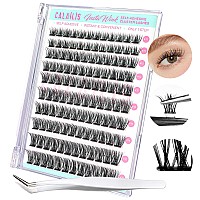 Calailis Self Adhesive Eyelashes 120Pcs D Curl Press On Wispy Lash Clusters No Glue Needed Diy Cluster Lashes Pre Glued Reusable