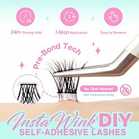 Calailis Self Adhesive Eyelashes 120Pcs D Curl Press On Wispy Lash Clusters No Glue Needed Diy Cluster Lashes Pre Glued Reusable