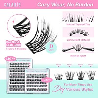 Calailis Self Adhesive Eyelashes 120Pcs D Curl Press On Wispy Lash Clusters No Glue Needed Diy Cluster Lashes Pre Glued Reusable