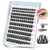 Calailis Self Adhesive Eyelashes 120Pcs D Curl Press On Diy Cluster Lashes No Glue Needed Wispy Lash Clusters Pre Glued Reusable