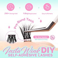 Calailis Self Adhesive Eyelashes 120Pcs D Curl Press On Diy Cluster Lashes No Glue Needed Wispy Lash Clusters Pre Glued Reusable