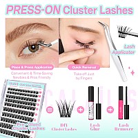 Calailis Self Adhesive Eyelashes 120Pcs D Curl Press On Diy Cluster Lashes No Glue Needed Wispy Lash Clusters Pre Glued Reusable