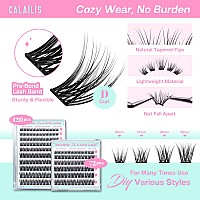 Calailis Self Adhesive Eyelashes 120Pcs D Curl Press On Diy Cluster Lashes No Glue Needed Wispy Lash Clusters Pre Glued Reusable