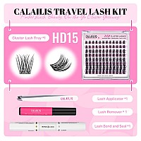 Calailis Lash Extension Kit For Travel Eyelash Extension Kit With 88Pcs D Curl Lash Clusters Lash Bond And Seal Lash Remover