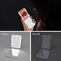 Kintion Rechargeable Pocket Mirror Double Sided 1X3X Magnification Compact Vanity Mirror 3 Color Lights Dimmable Small Port