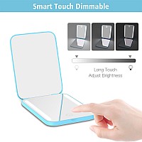 Kintion Rechargeable Pocket Mirror Double Sided 1X3X Magnification Compact Vanity Mirror 3 Color Lights Dimmable Small Port