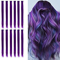 Colored Clip In Hair Extensions21 Colorful Straight Hair Extensions Clip In For Women Party Christmas Birthday Party Grape P