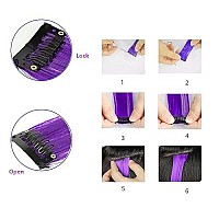 Colored Clip In Hair Extensions21 Colorful Straight Hair Extensions Clip In For Women Party Christmas Birthday Party Grape P