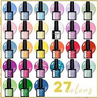 Phoenixy Gel Nail Polish Kit With U V Light 51 Pcs Glitter Blue Pink Green Purple White Yellow Red Gel Nail Polish Set With 48W