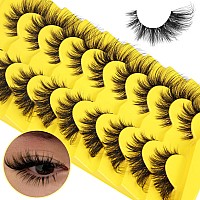 Alicrown Lashes Cat Eye False Eyelashes Wispy Strip Fake Eyelashes Fox Eye Lashes Mink Fluffy Eyelashes With Clear Band 9 Pairs