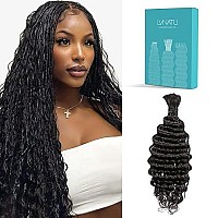 Lvnatu Boho Braids Human Hair For Bohemian Knotless Braids Braiding Hair Wet And Wavy Deep Wave Bulk No Weft 2 Bundles 100G 14 I