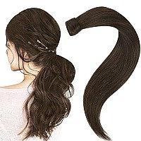 Easyouth Ponytail Extension Human Hair Brown Pony Tails Hair Extension Darkest Brown Human Hair Ponytail Extension Wrap Around P