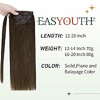 Easyouth Ponytail Extension Human Hair Brown Pony Tails Hair Extension Darkest Brown Human Hair Ponytail Extension Wrap Around P