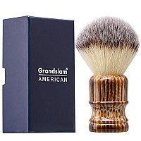 Grandslam Shaving Brush With Synthetic Hair Crueltyfree Shaving Cream Brush For Men 100 Solid Resin Handle Gently Exfoliate