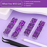 Resin Rhinestones For Crafting 2 Boxes Dark Violet Multi Sizes Flatback Bedazzling Crystals For Crafts Diy Nail Art Deco Non H