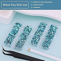 Resin Rhinestones For Crafting 2 Boxes Lake Blue Multi Sizes Flatback Bedazzling Crystals For Crafts Diy Nail Art Deco Non Hot