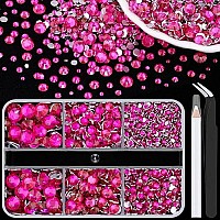 Resin Rhinestones For Crafting 1 Box Hot Pink Multi Sizes Flatback Bedazzling Crystals For Crafts Diy Nail Art Deco Non Hotfix