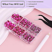 Resin Rhinestones For Crafting 1 Box Hot Pink Multi Sizes Flatback Bedazzling Crystals For Crafts Diy Nail Art Deco Non Hotfix