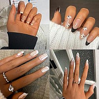 6 Packs 144 Pcs Press On Nails Medium Design Opkssnails Press On Nails Medium Almond And Square Glue On Nails Kit With Nail