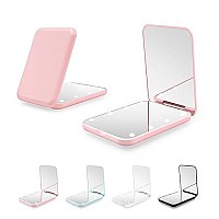 Kakuje Travel Mirror With Light 1X3X Magnification Led Compact Mirror With Nternal Biattery Pink Mini Mirror For Purse Pocke