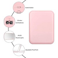 Kakuje Travel Mirror With Light 1X3X Magnification Led Compact Mirror With Nternal Biattery Pink Mini Mirror For Purse Pocke