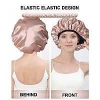 Yizijizi Terry Lined Shower Caps Triple Layer Large Shower Cap For Women Reusable Shower Caps For Long Thick Hair Waterproof