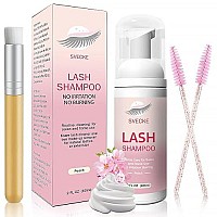 Svecke Lash Shampoo Kit For Eyelash Extension Eyelash Shampoo 2 Floz 60Ml Eyelash Extension Cleanser Lash Eyelid Foam Clea