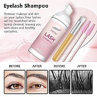 Svecke Lash Shampoo Kit For Eyelash Extension Eyelash Shampoo 2 Floz 60Ml Eyelash Extension Cleanser Lash Eyelid Foam Clea