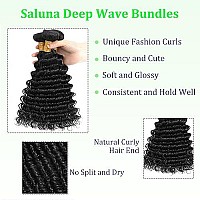 Saluna Deep Wave Bundles 14 14 14 Inch Full And Thick 3 Bundles 12A 100 Unprocessed Brazilian Virgin Human Hair Bundles Soft Cu