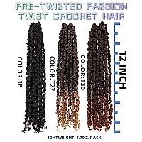 12 Inches 9 Packs Passion Twist Crochet Hair For Black Womenmixed Colors Combo Pack7 Packs 1B 1 Pack T1B271 Pack T1B30 P