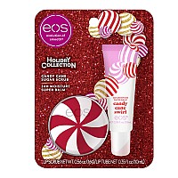 Eos Holiday Lip Treatment Gift Set Candy Cane Swirl Lip Scrub 24H Moisture Super Balm Limitededition Lip Care Stocking Stu