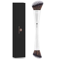 Kingmas Angled Foundation Brush Doubleended Kabuki Makeup Brush Large Foundation Brush And Medium Concealer Brush For Beauty